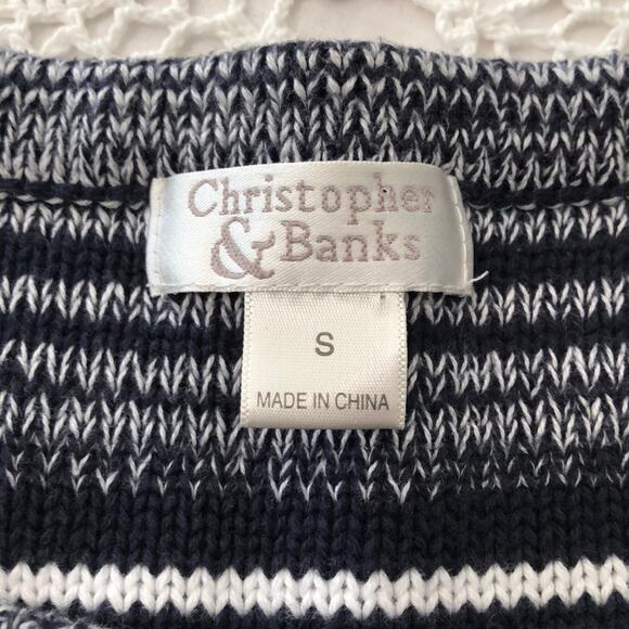 Christopher Banks Blue & White Striped Cotton Cardigan Sweater size Small - Picture 4 of 7